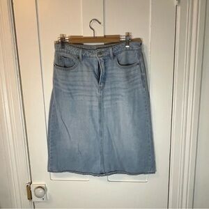 Old Navy Light Blue Denim Midi Skirt